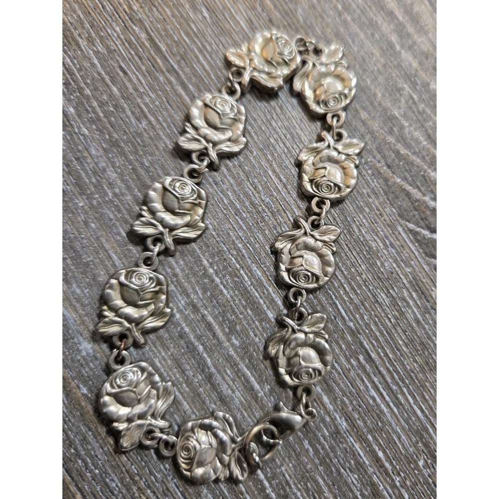 Pair Of Catholic Bracelets In Silver Tone With Roses, Saints, and Crucifix - Picture 5 of 6